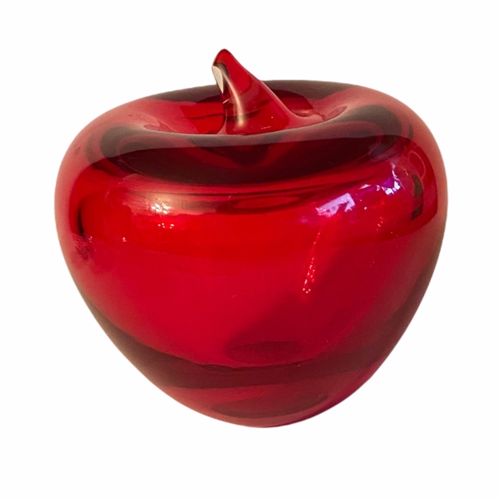 Vintage Clear Red Apple Decor/Paperweight